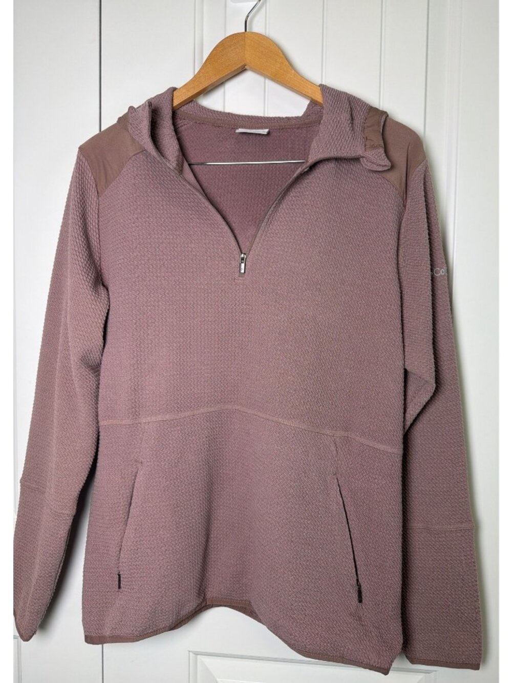 Columbia Womens Half-Zip Pullover Hoodie XL Pink Textured Layering